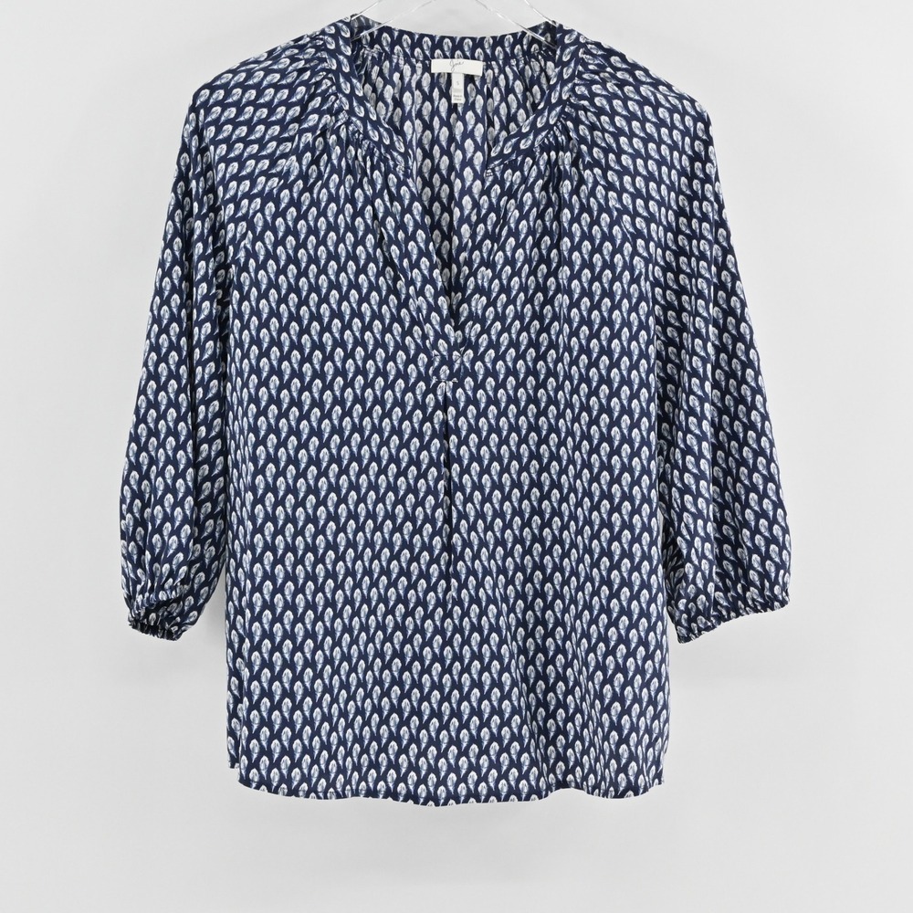 Joie Womens Addie Silk Blouse Size S Blue Sonoma Feather Parisian Balloon Sleeve